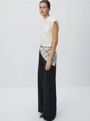 Spodnie damskie - Reserved - Spodnie z koronkową chustą - czarny - miniaturka - grafika 1