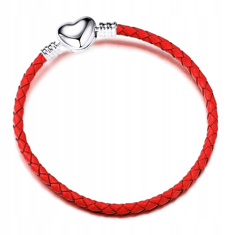 BRANSOLETKA DAMSKA MODUŁOWA CZERWONA CHARMS SERCE NA DZIEŃ MATKI