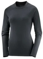 Koszulki sportowe damskie - Koszulka Salomon Essential Warm LS W Deep Black - miniaturka - grafika 1