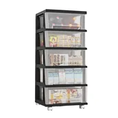 Półki i regały dla dzieci - ﻿Plastikowy regał na kółkach szafka szuflady szafa PO15CZ - miniaturka - grafika 1