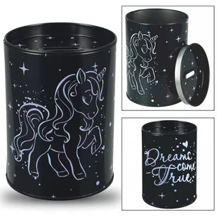 Jednorożec holo Metalowa skarbonka, okrągła skarbonka dla dzieci STARPAK - Skarbonki - miniaturka - grafika 1