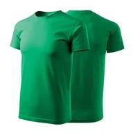 Koszulki męskie - Koszulka zieleń trawy z krótkim rękawem z logo na sercu i plecach męska z nadrukiem logo firmy 160g BASIC129 kolor 16 koszulka krótki rękaw - miniaturka - grafika 1