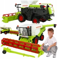 Samochody i pojazdy dla dzieci - DUŻY KOMBAJN Z PRZYCZEPKĄ TRAKTOR RUCHOME ELEMENTY HEDER PREZENT NA ŚWIĘTA Z2086 - miniaturka - grafika 1