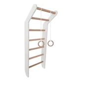 Wyposażenie sportowe i gimnastyczne - Małpiszon, Drabinka gimnastyczna Toddler + kółka akrobatyczne biała - miniaturka - grafika 1