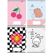 Zeszyty szkolne - 4X Zeszyt A5 W Kratkę, 16 Kartek, Dziewczęce Wzory, Wiśnia, Króliczek, Kapibara, Kwiatek - miniaturka - grafika 1