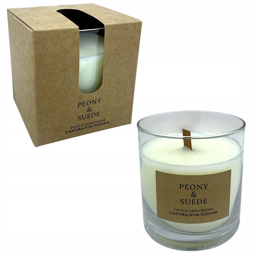 Aril Peony & Suede Świeca Zapachowa Naturalne Olejki Drewniany Knot 190g