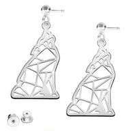 Kolczyki - Kolczyki Srebrne z Wilkiem Blaszka Origami Pies Wilk Zwierzę SREBRO 925 - miniaturka - grafika 1