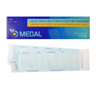 Torebki do sterylizacji w autoklawie 70x230mm 200szt Medal - Kosmetyczne akcesoria jednorazowe - miniaturka - grafika 1