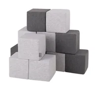 Maty edukacyjne - KiddyMoon Miękkie klocki 14cm sześciany: jasnoszary-ciemnoszary 12 - miniaturka - grafika 1