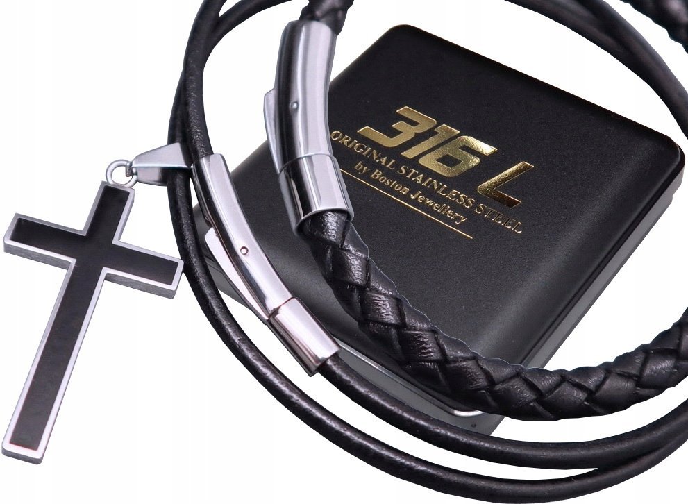 GRUBY RZEMYK NA SZYJĘ Z KRZYŻYKIEM + BRANSOLETKA