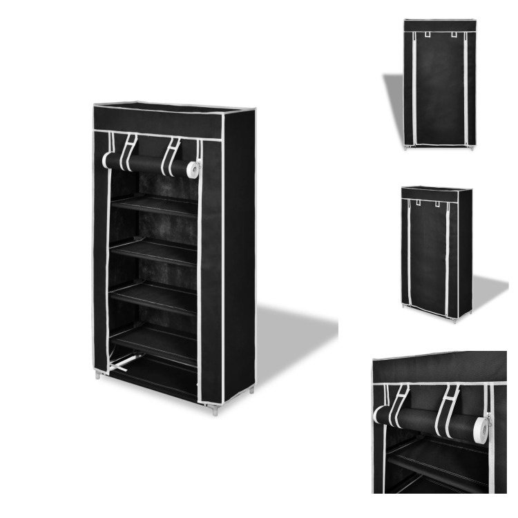 Szafka na buty Półka na buty 5 warstw 58 x 28 x 106 cm Czarny - Stojaki i szafki na buty