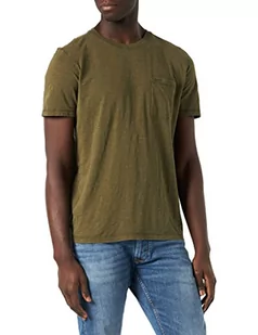 camel active Męski T-shirt z krótkim rękawem z naszytą kieszenią na piersi z czystej bawełny, oliwkowo-brązowy, 3XL - Koszulki męskie - miniaturka - grafika 1