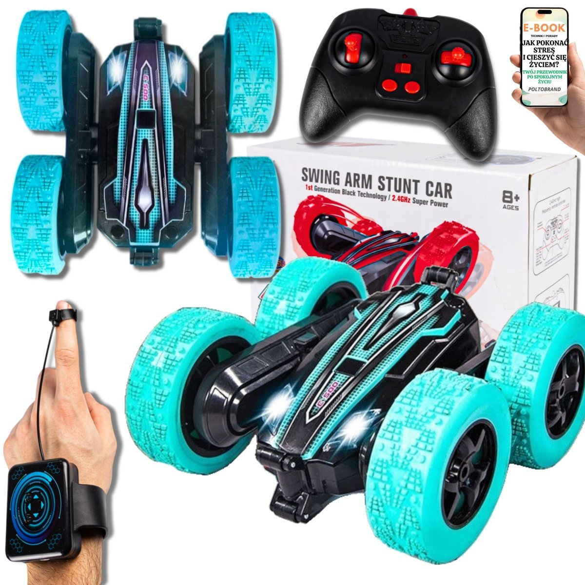 ZDALNIE STEROWANY SAMOCHÓD KASKADERSKI GESTY RĘKĄ PILOT TWISTER STUNT CAR DLA DZIECI 8+ Dziewięciolatka Dziesięciolatka + EBOOK-1