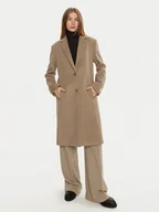 Płaszcze damskie - Calvin Klein Płaszcz wełniany K20K207701 Beżowy Regular Fit - miniaturka - grafika 1