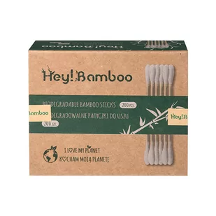 Hey! Bamboo, Bambusowe patyczki do uszu z bawełną, 200 szt. - Waciki, płatki i patyczki kosmetyczne - miniaturka - grafika 1