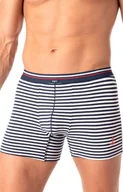 Majtki damskie - Wakacyjne bawełniane bokserki męskie beżowo-granatowe MXH 338, Kolor beżowo-granatowy, Rozmiar M, Key - Primodo.com - miniaturka - grafika 1