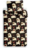 Pościel - Jerry Fabrics Pościel z mikrofibry 140x200 Psy bulldogs czarna beżowa poszewka 70x90 - miniaturka - grafika 1