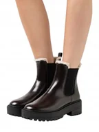 Botki damskie - ONLY BRĄZOWE BOTKI ZIMOWE Z LAKIEROWANEJ EKO SKÓRY Z FUTERKIEM 35 T6A - miniaturka - grafika 1