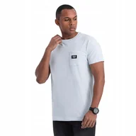 Koszulki męskie - Męski casualowy t-shirt 100% bawełna błękitny V9 OM-TSCT-0109 XL - miniaturka - grafika 1