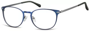 Sunoptic Okulary Oprawki damskie kocie oczy stalowe 992C granatowe - Okulary korekcyjne, oprawki, szkła - miniaturka - grafika 1