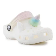 Buty dla dziewczynek - Klapki Crocs Classic Iam Rainbow Unicornctg Jr 209701-0WV białe - miniaturka - grafika 1