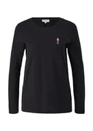 Koszulki i topy damskie - s.Oliver Sales GmbH & Co. KG/s.Oliver Damska koszulka z długim rękawem z nadrukiem, czarny, 48 - miniaturka - grafika 1