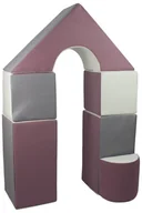 Klocki - mini zamek 6 dużych klocków piankowych do zabawy żłobków przedszkoli (biały, szary, fioletowy) - miniaturka - grafika 1