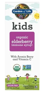 Garden of Life Kids Organiczny syrop odpornościowy z czarnego bzu, syrop z czarnego bzu wspierający odporność, 116 ml - Przeziębienie i grypa - miniaturka - grafika 1
