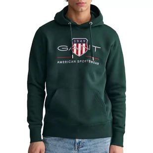 GANT Męska bluza z kapturem Reg Archive Shield, Tartan Green, 4XL - Bluzy męskie - miniaturka - grafika 1