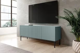 Szafka RTV Nicole 150 cm - szałwia MDF / czarne nóżki - Szafki RTV - miniaturka - grafika 3