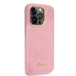 Guess GUHCP14LHGCRHP iPhone 14 Pro 6,1" różowy/pink hardcase Croco Collection - Etui i futerały do telefonów - miniaturka - grafika 4