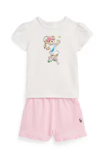Dresy i komplety dla dziewczynek - Polo Ralph Lauren komplet bawełniany niemowlęcy kolor biały - grafika 1