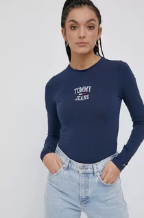 Koszulki i topy damskie - Tommy Jeans longsleeve damski kolor granatowy - grafika 1