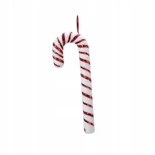 Zawieszka świąteczna laska cukrowa z brokatem biała czerwona 52cm - Bombki - miniaturka - grafika 1