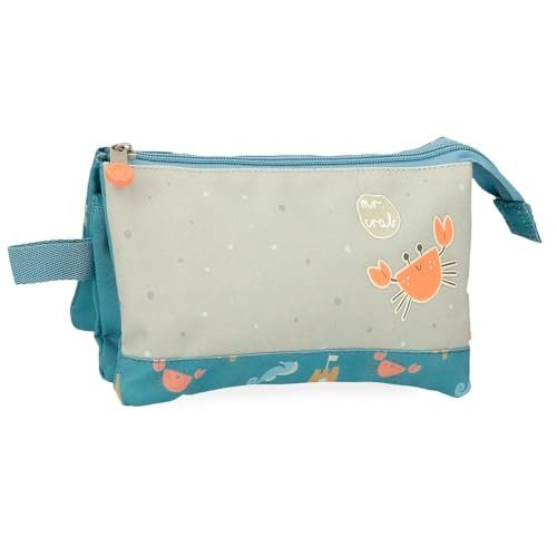 Enso Mr Crab Triple Case Niebieski 22x12x5 cms Poliester by Joumma Bags, niebieski, Potrójne etui