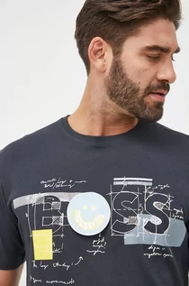 Koszulki męskie - BOSS t-shirt bawełniany BOSS ATHLEISURE 50472738 kolor granatowy z aplikacją - Boss - grafika 1