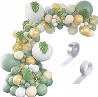 Balony i akcesoria - Girlanda balonowa zestaw DŻUNGLA zielony biały (123szt.) - miniaturka - grafika 1