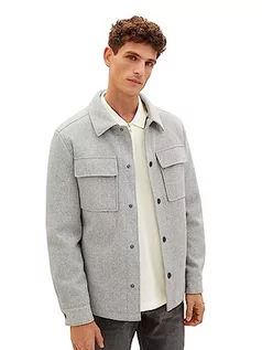 Kurtki męskie - TOM TAILOR Męska bluza w kratkę, kurtka z pikowaną podszewką, 30473-steel Grey Melange, XXXL, 30473-Steel Grey Melange, 3XL - grafika 1