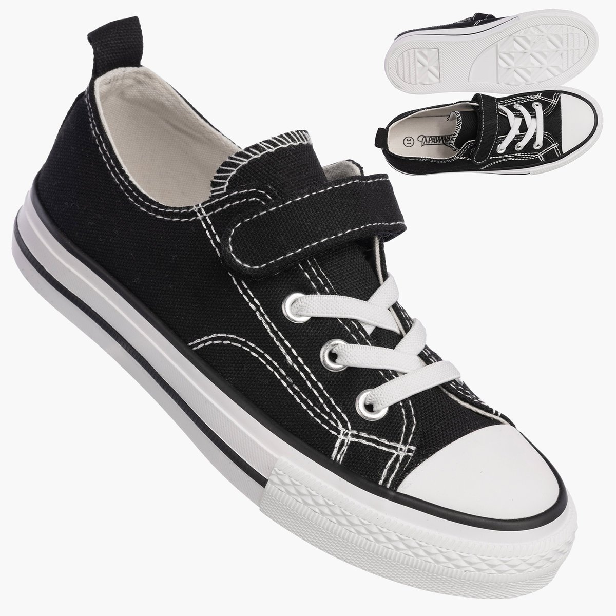 Trampki Dziecięce na Rzepy Buty Czarne Materiałowe Sportowe RC06P i RC05P 34