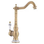 Baterie kuchenne - Bateria Kuchenna Stojąca Kran Do Zlewu Retro Złota - Yoka - miniaturka - grafika 1