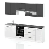 Meble kuchenne - Meble kuchenne nowoczesne kuchnia marocco 2.6m modułowa szary biały połysk - miniaturka - grafika 1