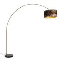Lampy stojące - QAZQA Nowoczesna lampa podłogowa łuk złota klosz welurowy panterka 50cm - XXL - miniaturka - grafika 1