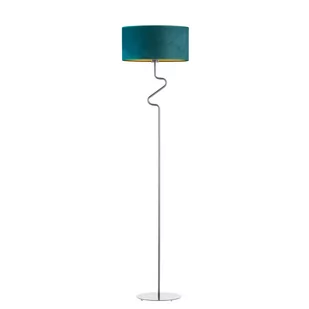 Nowoczesna Lampa Podłogowa Do Salonu Moroni Velur E27, Zieleń Butelkowa Ze Złotym Wnętrzem - Lampy stojące - miniaturka - grafika 1