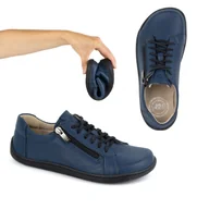 Półbuty damskie - Damskie minimalistyczne buty skórzane barefoot model 1243 granatowe - Buty Olivier - miniaturka - grafika 1