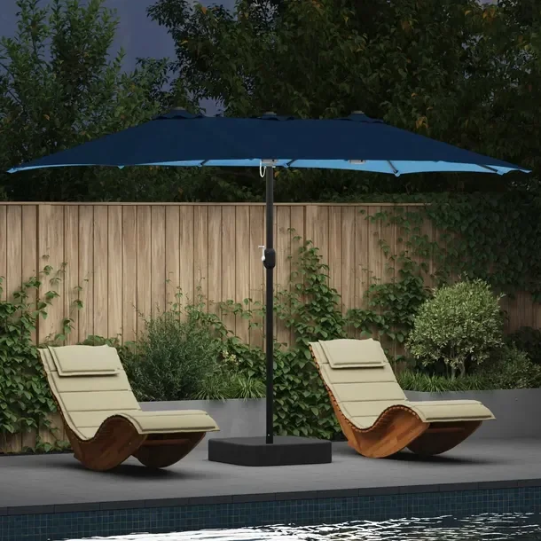 vidaXL Parasolka ogrodowa Niebieski azur 385 x 209 x 244 cm Poliester