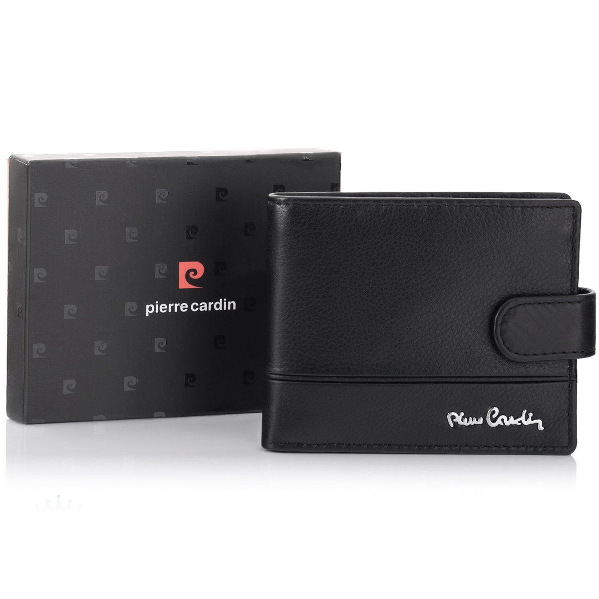 Mały zapinany portfel męski Pierre Cardin YS605 8825A z RFID - czarny