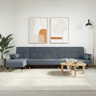 Narożniki - Sofa rozkładana L, ciemnoszara, 271x140x70 cm, aksamit Lumarko! - miniaturka - grafika 1