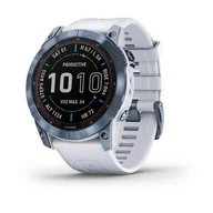 Smartwatch - Garmin Fenix 7x Sapphire Solar Tytanowy jasnoniebieski DLC z białym paskiem 010-02541-15 - miniaturka - grafika 1