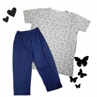 Piżamy damskie - PIŻAMA DAMSKA 6XL PLUS SIZE bawełna kwiaty rybaczki duży rozmiar komplet - miniaturka - grafika 1