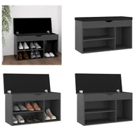 Szafki na buty - vidaXL Ławka na buty z poduszką szara 80x30x47 cm Materiał drewnopochodny - Stojak na buty - Półki na buty - Ławka na buty - Ławki na buty - miniaturka - grafika 1